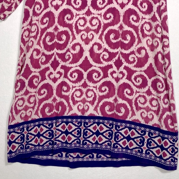 Chicos Travelers Ilkat Pink and White Scroll Patterned Jersey Dress size 3 - Picture 7 of 10